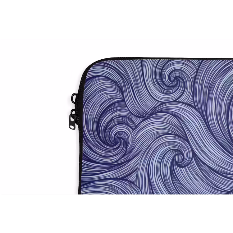 Schip - Golven - Zee - Illustratie - Blauw laptophoes neopreen klein -detail
