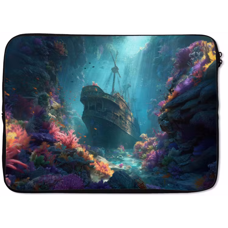 Schip - Hout - Koraalriffen - Zonlicht laptophoes neopreen klein -zkaufland3dotto