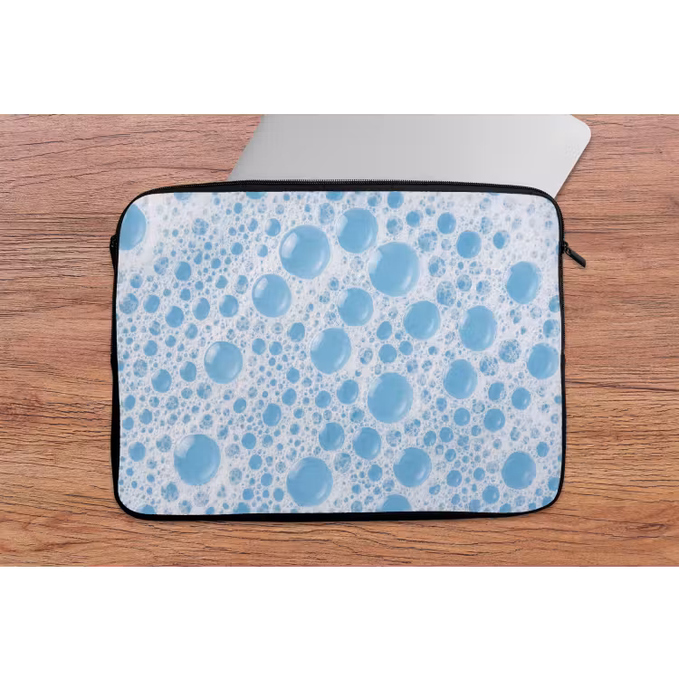 Schuim - Bubbels - Blauw laptophoes neopreen klein -tafel