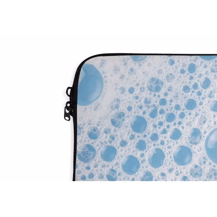 Schuim - Bubbels - Blauw laptophoes neopreen klein -detail