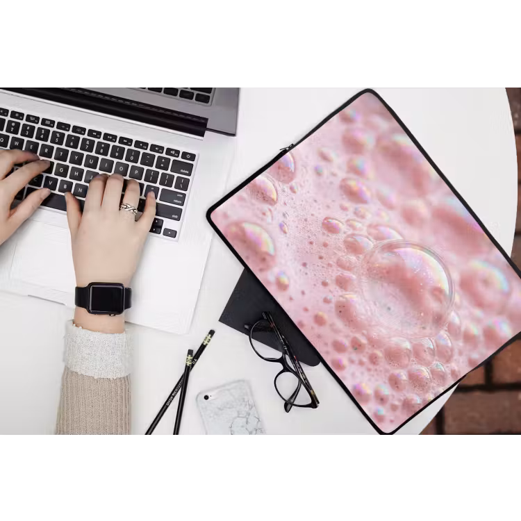 Schuim - Structuur - Roze laptophoes neopreen klein -bureau