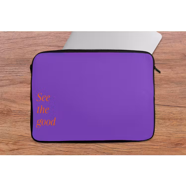 See the good - Oranje - Paars laptophoes neopreen klein -tafel
