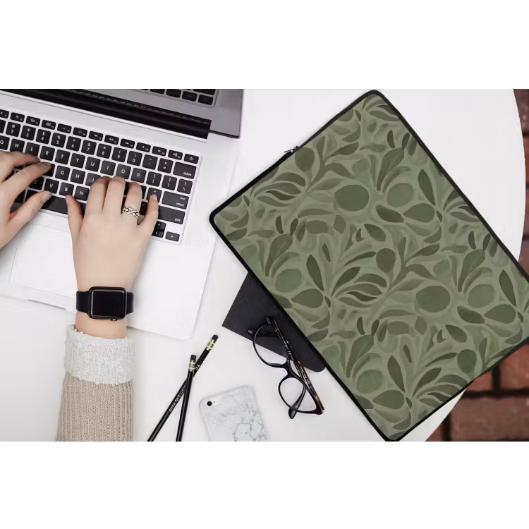 Sereen - Bladeren - Groen laptophoes neopreen klein 279 -bureau