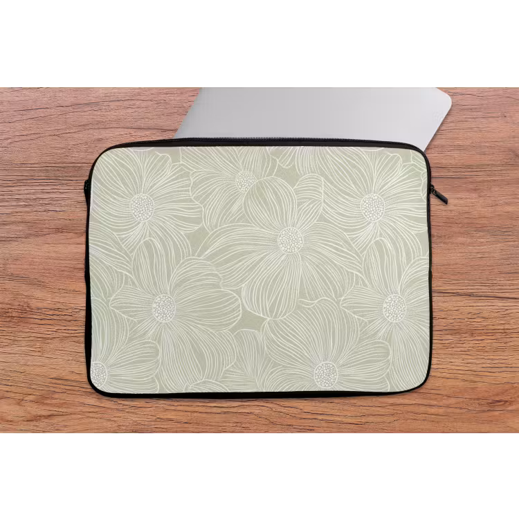 Sereen - Bloemen - Groen laptophoes neopreen klein 279 -tafel
