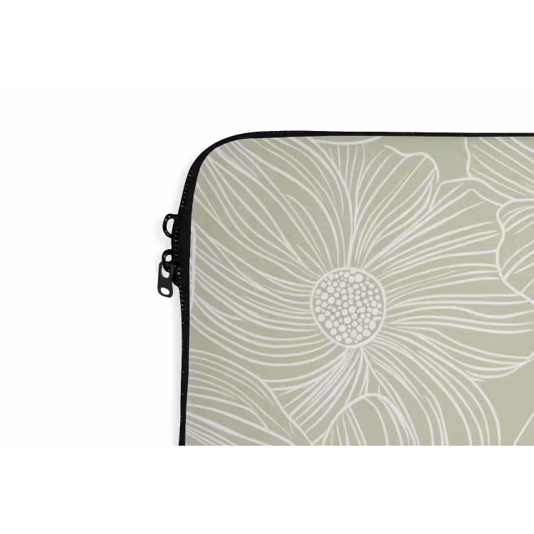 Sereen - Bloemen - Groen laptophoes neopreen klein 279 -detail