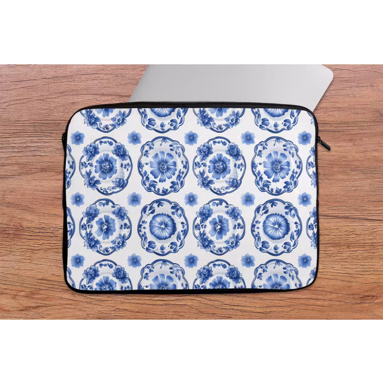 Sierborden - Bloemen - Blauw laptophoes neopreen klein 279 -tafel