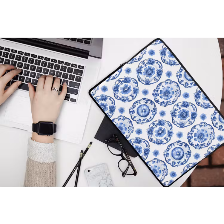 Sierborden - Bloemen - Blauw laptophoes neopreen klein 279 -bureau