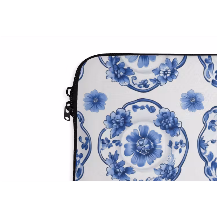 Sierborden - Bloemen - Blauw laptophoes neopreen klein 279 -detail