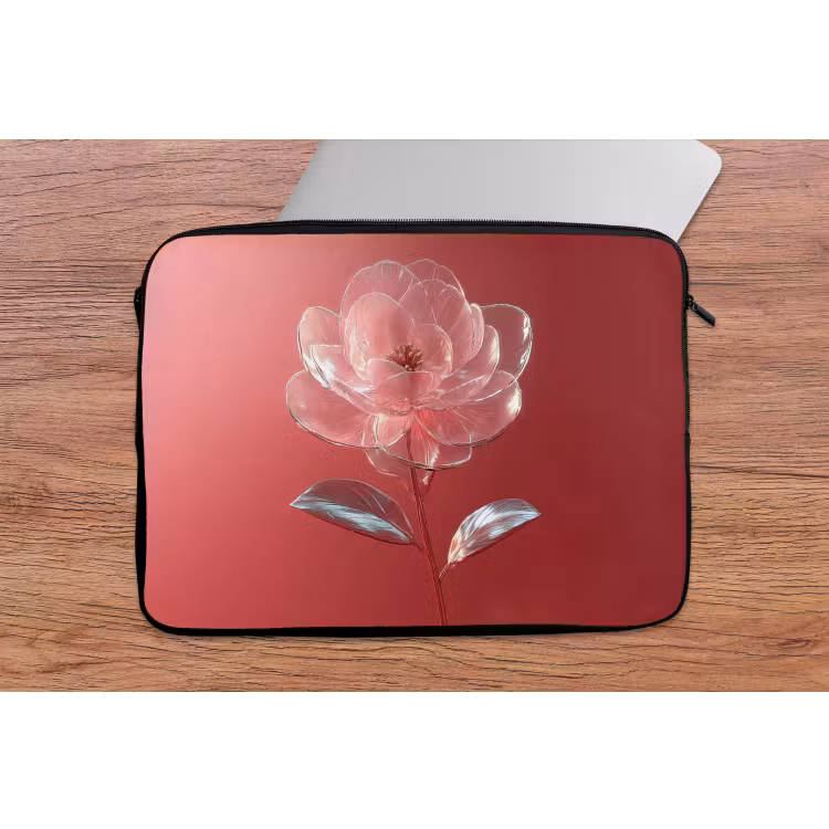 Sierlijk - Bloem - Roze - Glazen laptophoes neopreen klein -tafel