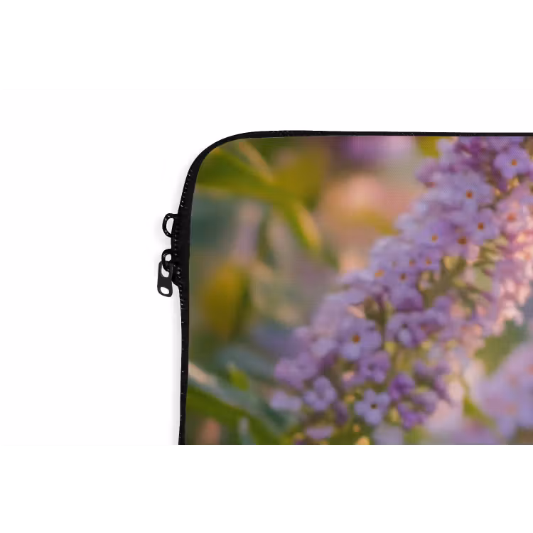 Sierlijke - Vlinder - Paarse - Bloemen laptophoes neopreen klein -detail