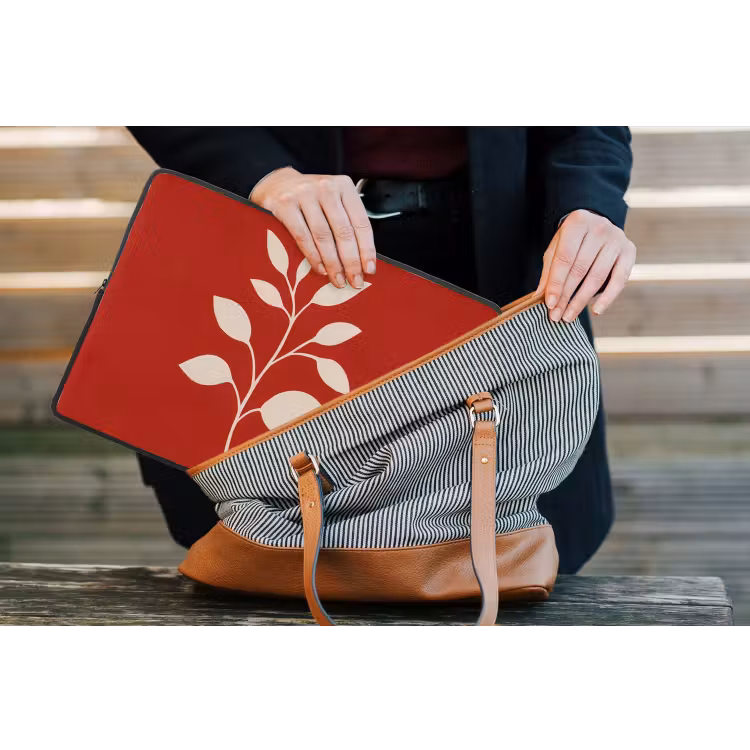 Silhouet - Bladeren - Tak laptophoes neopreen klein -tas