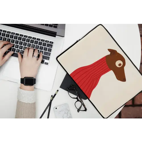 Silhouet - Hond - Trui - Rood laptophoes neopreen klein -bureau