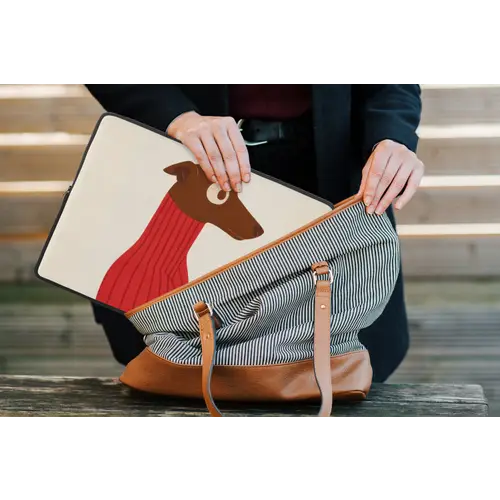 Silhouet - Hond - Trui - Rood laptophoes neopreen klein -tas