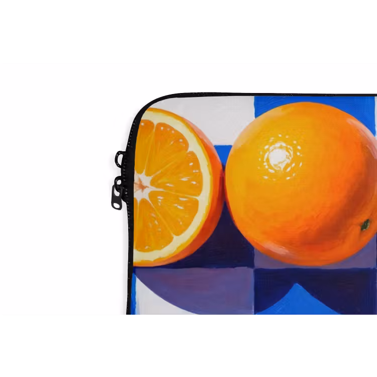Laptophoes Sinaasappel - Geruit - Eten - Sinaasappel - Geruit - Eten laptophoes neopreen klein