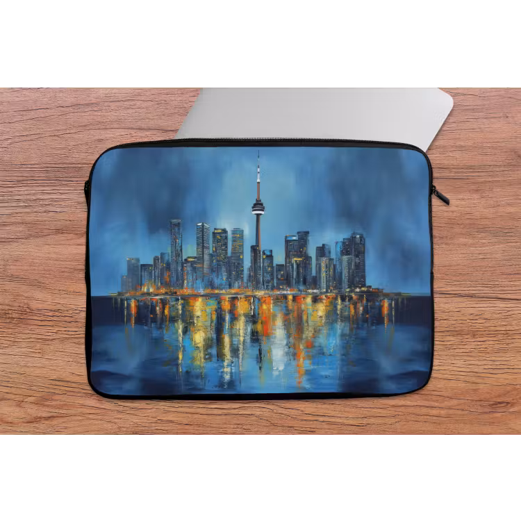 Skyline Toronto - Water - Stadslichten - Toren laptophoes neopreen klein -tafel