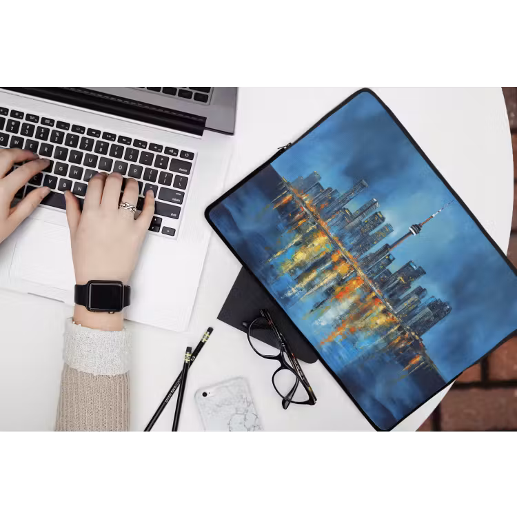 Skyline Toronto - Water - Stadslichten - Toren laptophoes neopreen klein -bureau