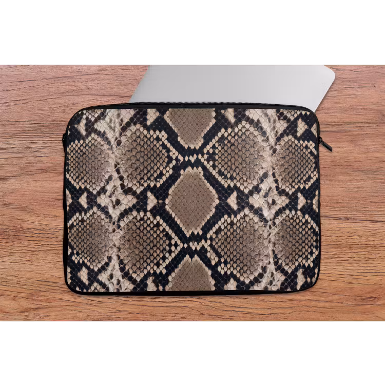 Slangenprint - Python - Bruin laptophoes neopreen klein -tafel
