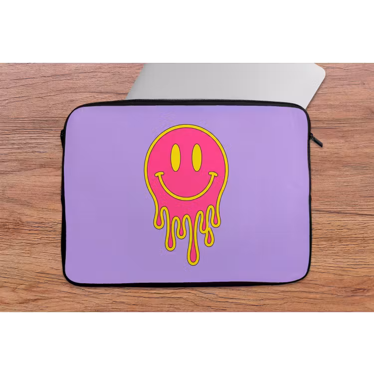 Smiley - Drip - Neon laptophoes neopreen klein -tafel