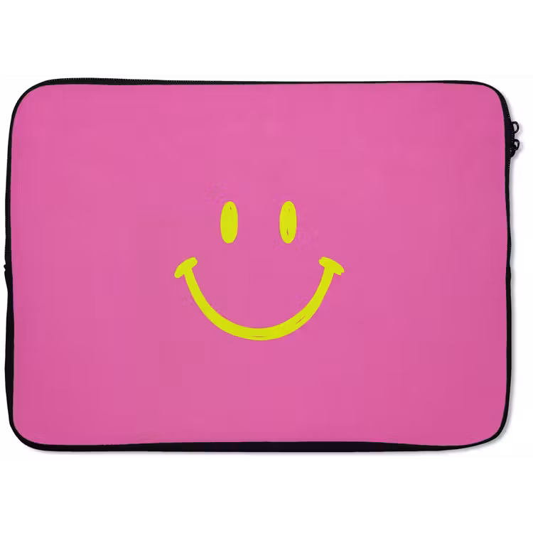 Smiley - Vrolijk - Roze laptophoes neopreen klein -zkaufland3dotto