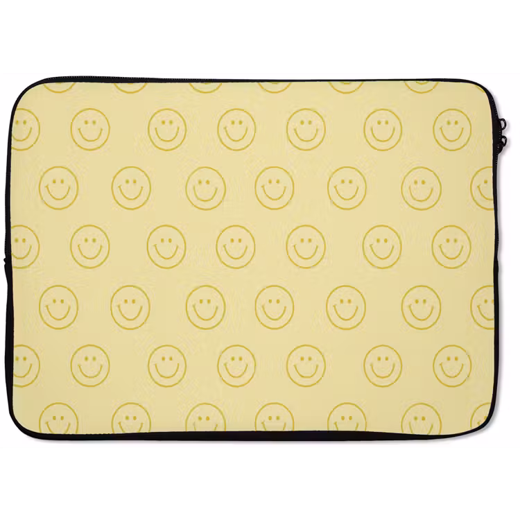 Smileys - Patroon - Retro - Zachtgeel laptophoes neopreen klein 279 -zkaufland3dotto
