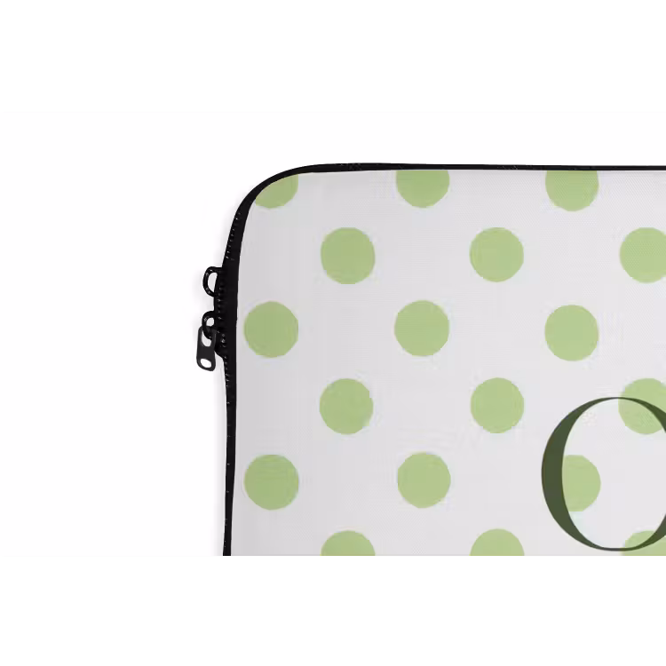 Snack Station - Groen - Stippen laptophoes neopreen klein -detail