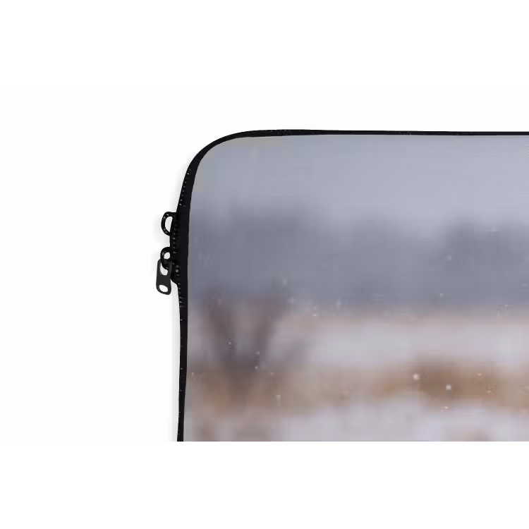 Sneeuwuil - Hek - Sneeuw - Wit laptophoes neopreen klein -detail