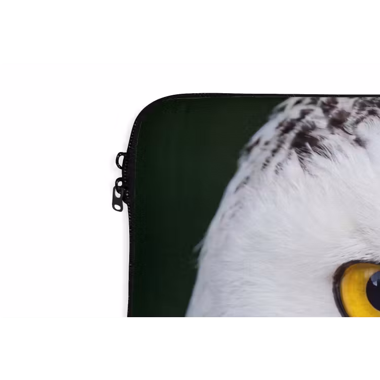Sneeuwuil - Portret - Geel laptophoes neopreen klein -detail