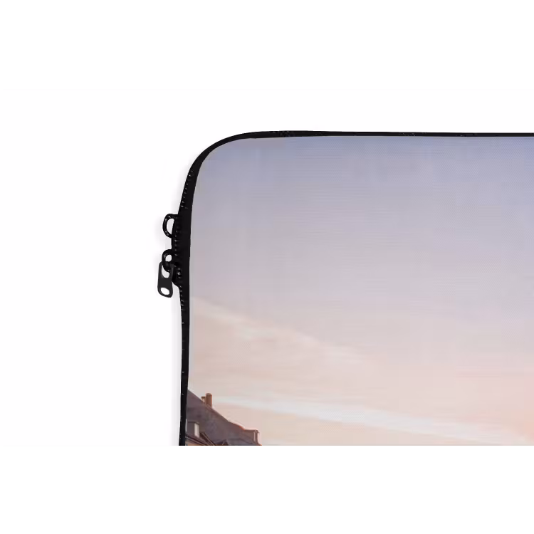 Stad - Gracht - Zonsondergang - Klassiek - Kleurrijk laptophoes neopreen klein -detail