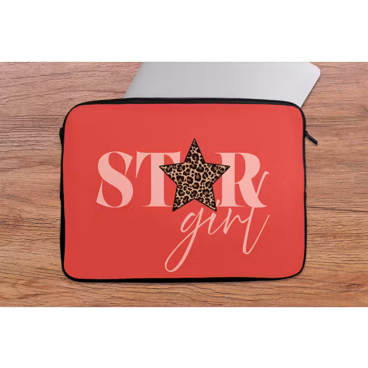 Star girl - Rood - Panter - Ster laptophoes neopreen klein -tafel