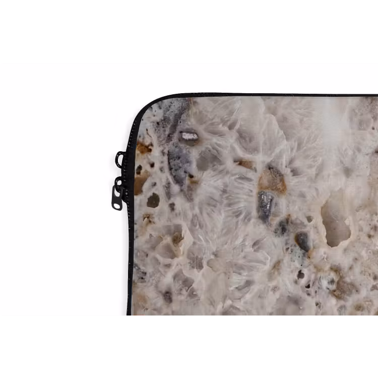 Steen - Textuur - Abstract - Beige - Wit laptophoes neopreen klein -detail