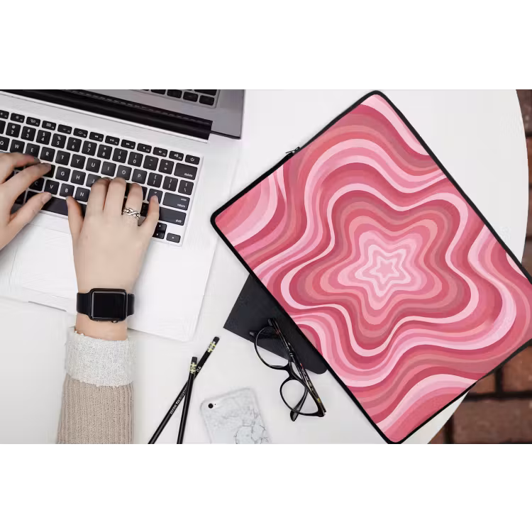 Ster - Golvend - Abstract - Roze laptophoes neopreen klein -bureau
