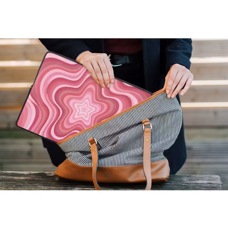 Ster - Golvend - Abstract - Roze laptophoes neopreen klein -tas