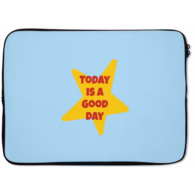 Ster - Today is a good day - Blauw laptophoes neopreen klein -zkaufland3dotto