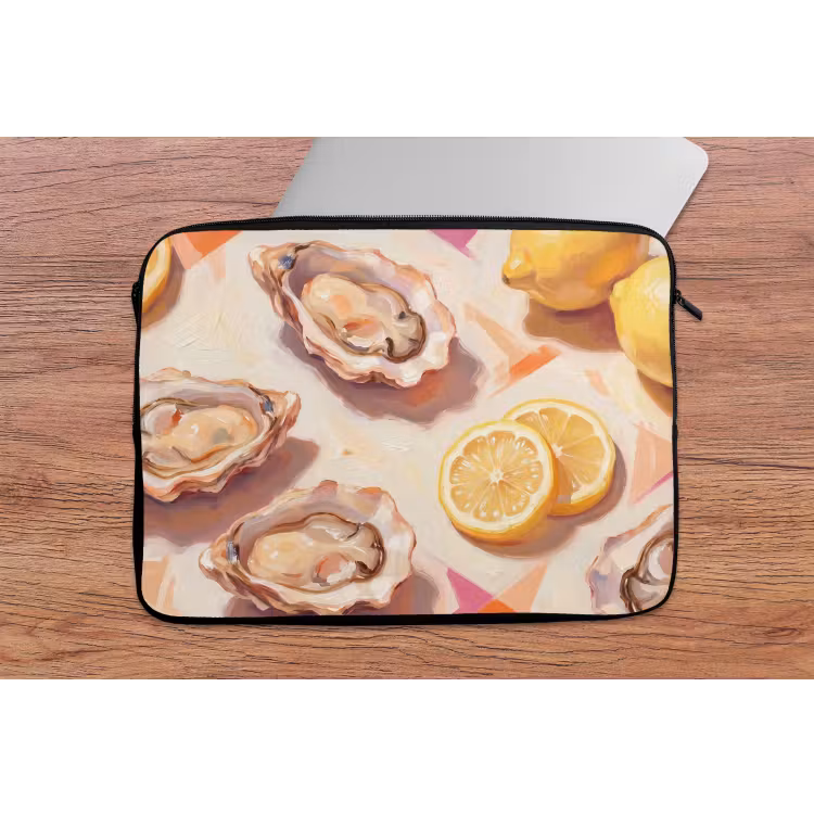 Stilleven - Citroenen - Oesters - Abstract - Oranje laptophoes neopreen klein -tafel