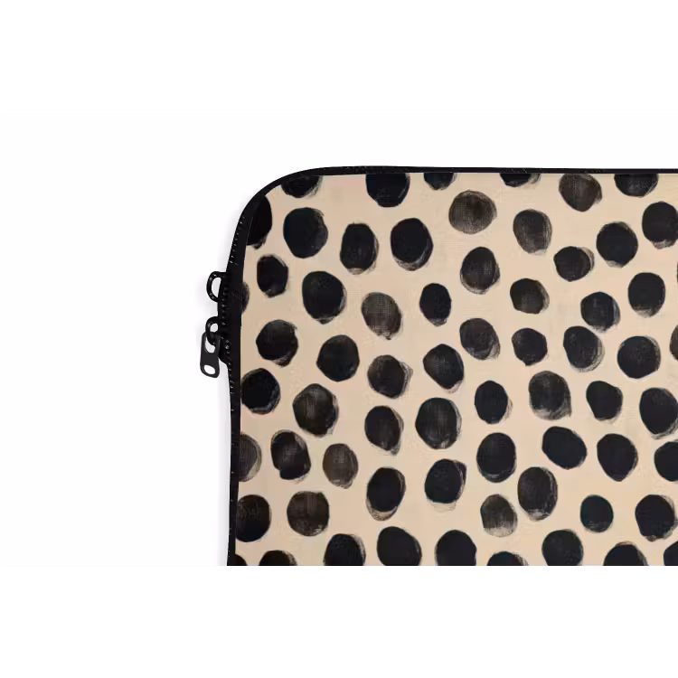 Stippen - Patroon - Zwart laptophoes neopreen klein 279 -detail