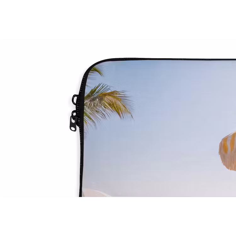 Strand - Ligbedden - Vakantie - Modern - Geel laptophoes neopreen klein -detail
