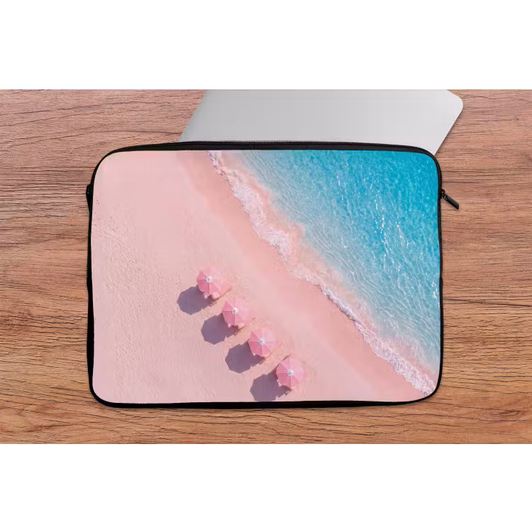 Strand - Roze zand - Zee - Zomer - Natuur laptophoes neopreen klein -tafel
