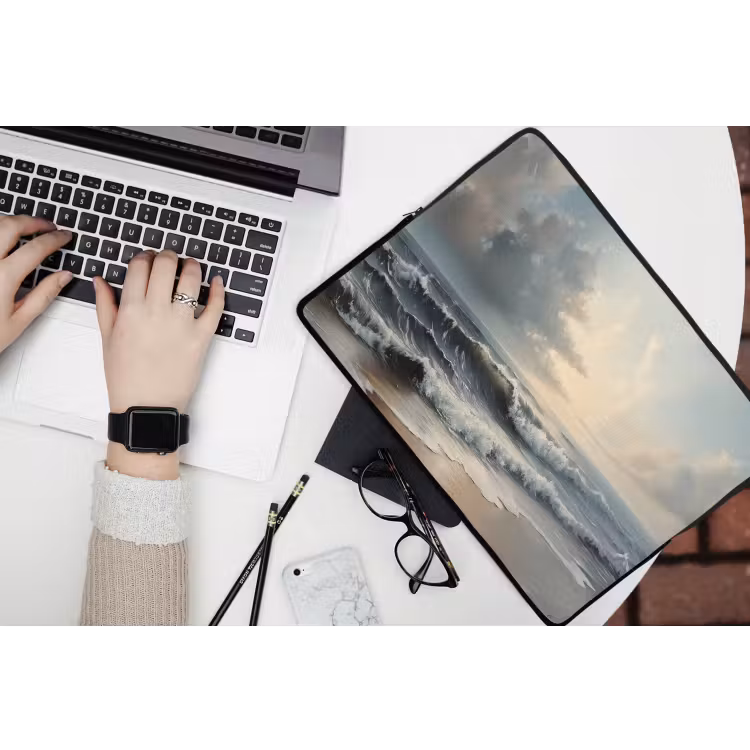 Strand - Zee - Zonsondergang laptophoes neopreen klein -bureau