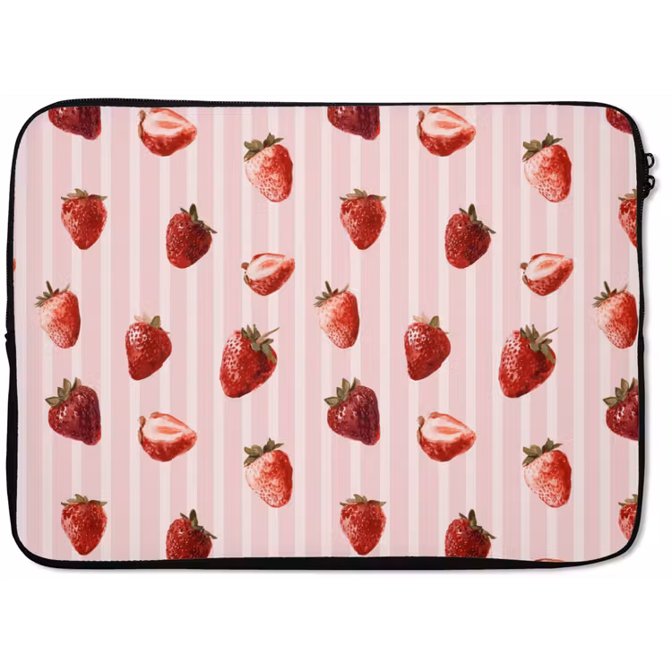 Strepen - Aardbei - Roze laptophoes neopreen klein 279 -zkaufland3dotto