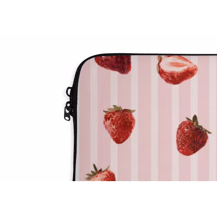 Strepen - Aardbei - Roze laptophoes neopreen klein 279 -detail