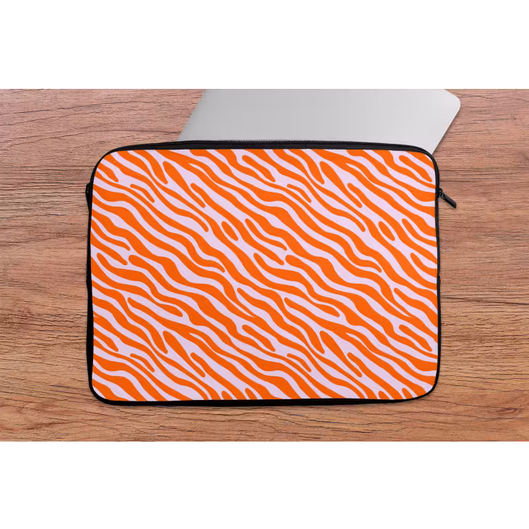 Strepen - Dynamisch - Oranje laptophoes neopreen klein 279 -tafel