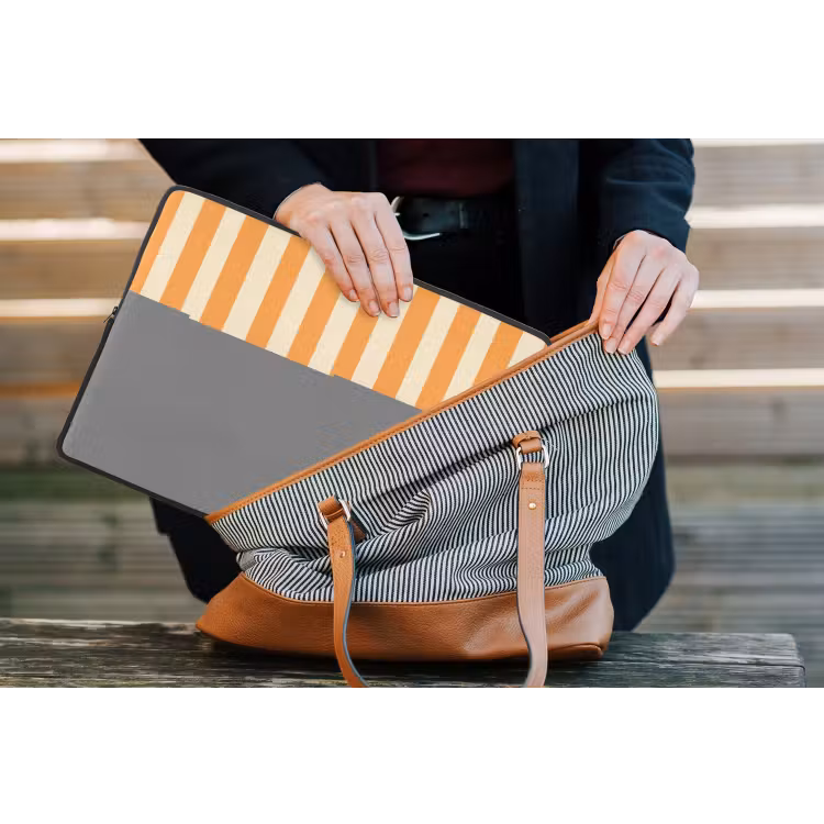 Strepen - Patroon - Oranje laptophoes neopreen klein 279 -tas