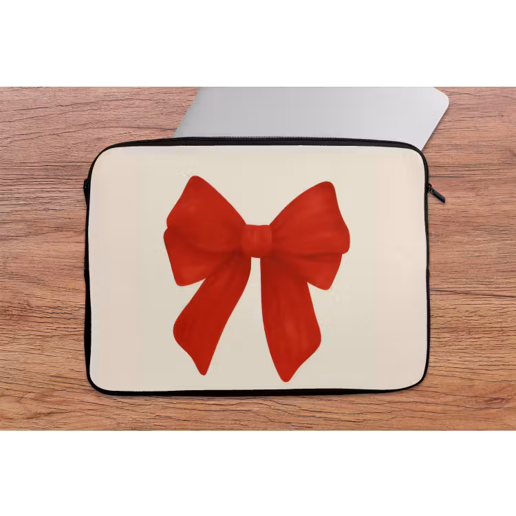 Strik - Symmetrisch - Rood - Lint laptophoes neopreen klein -tafel