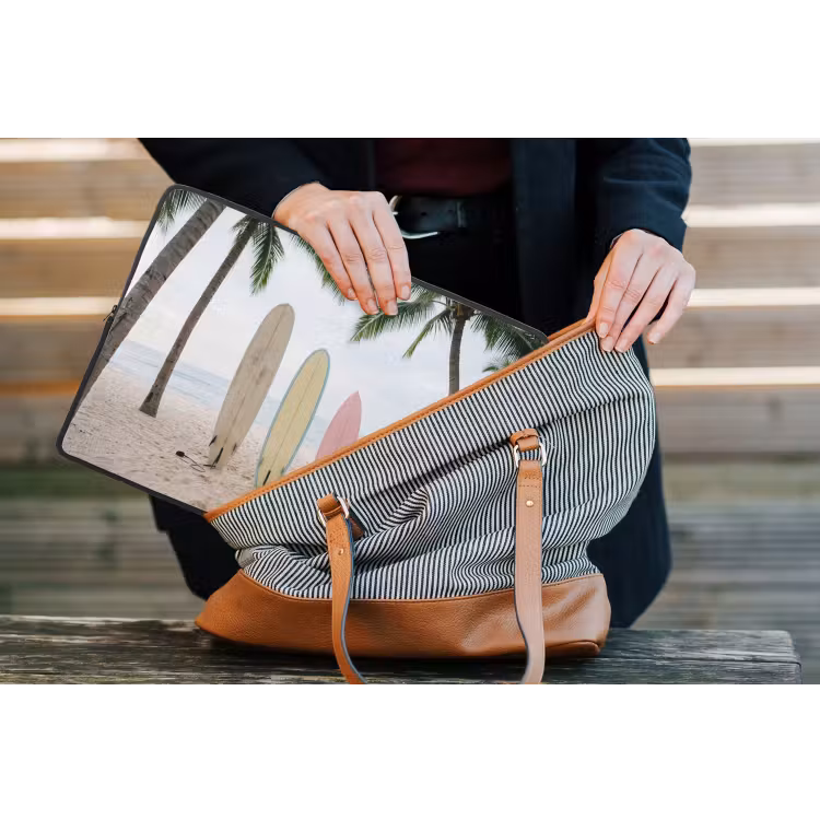 Surfboard - Palmbomen - Kleurrijk laptophoes neopreen klein -tas