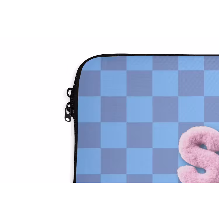 Sweet dreams - Vierkanten - Roze - Blauw laptophoes neopreen klein -detail