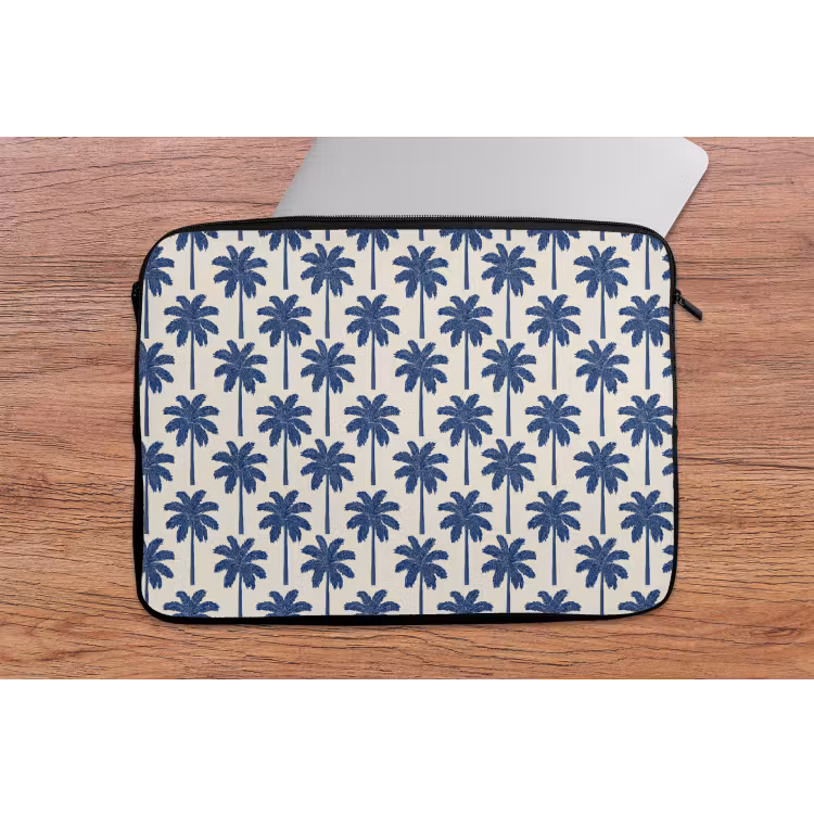Symmetrisch - Palm - Blauw laptophoes neopreen klein 279 -tafel