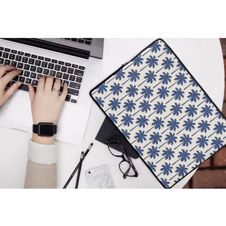 Symmetrisch - Palm - Blauw laptophoes neopreen klein 279 -bureau