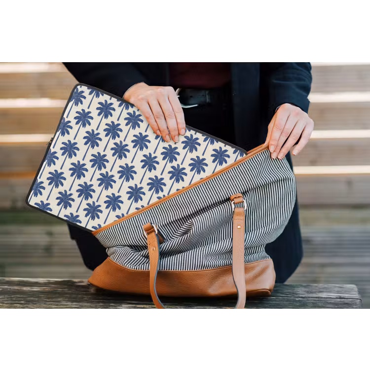 Symmetrisch - Palm - Blauw laptophoes neopreen klein 279 -tas