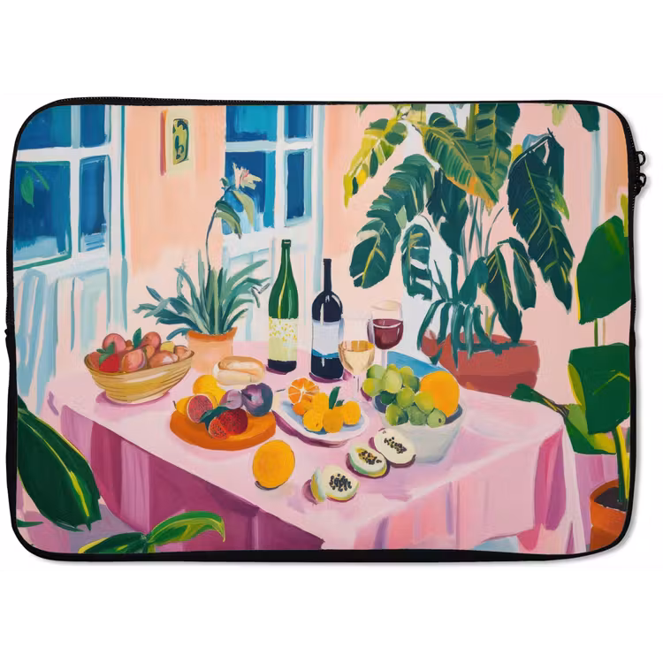 Tafel - Wijn - Fruit laptophoes neopreen klein -zkaufland3dotto