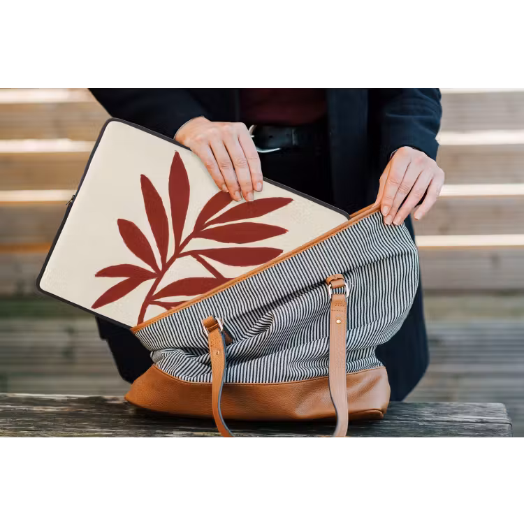 Tak - Bladeren - Rood laptophoes neopreen klein -tas
